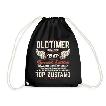 Oldtimer Baujahr 1967 Geburtstag Geschenk - Turnbeutel - Schwarz - Vorne