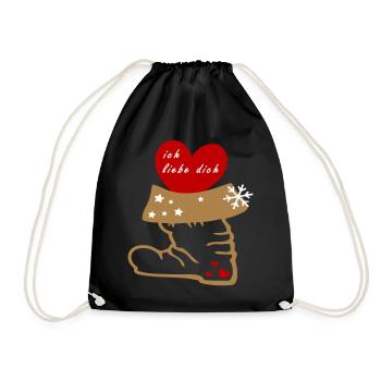 Bottes du Père Noël, coeur - Sac de sport léger - noir - Devant