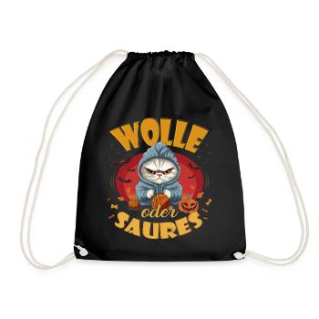 WOLLE oder SAURES - Halloween für Wollfans - Turnbeutel - Schwarz - Vorne