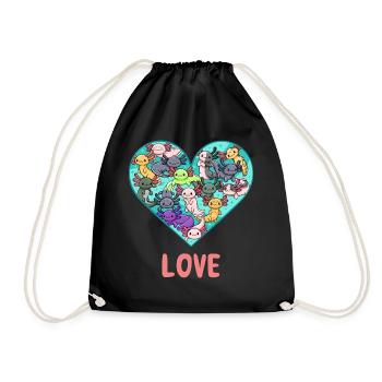 Love All Kinds Axolotl Design für Axolotl Fans - Turnbeutel - Schwarz - Vorne