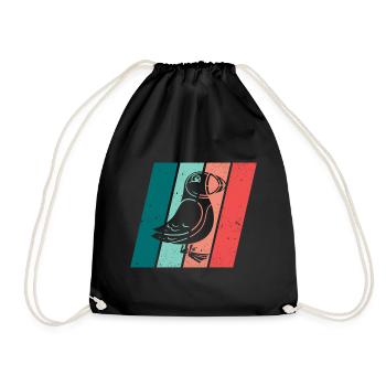 Papageitaucher Puffin Papageientaucher Retro - Turnbeutel - Schwarz - Vorne
