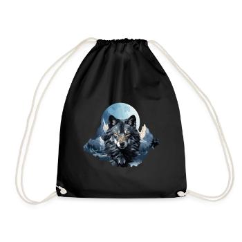 Wolf's design in polygon style - Drawstring Bag - black - Front