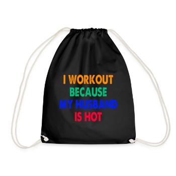 Je m’entraîne parce que mon mari a chaud - Sac de sport léger - noir - Devant