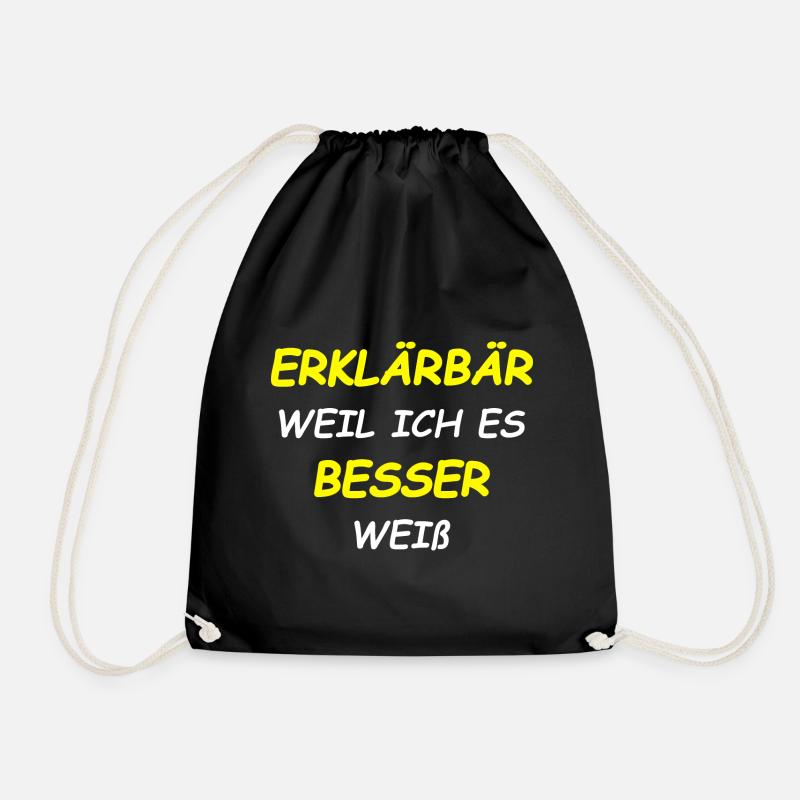 Erklärbär, Besserwisser, Klugscheißer - Turnbeutel - Schwarz