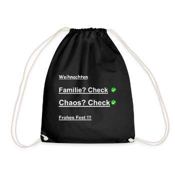Weihnachten Chaos Check - Turnbeutel - Schwarz - Vorne
