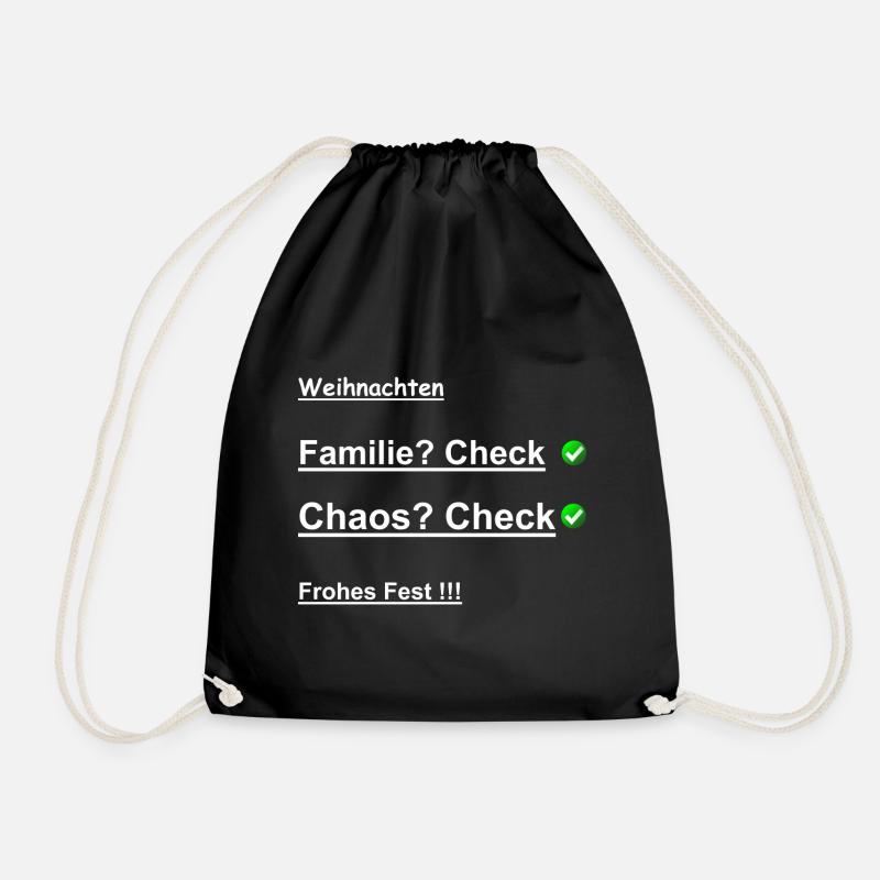 Weihnachten Chaos Check - Turnbeutel - Schwarz