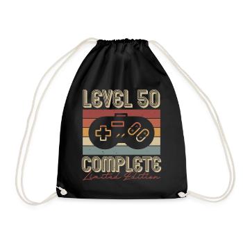 50 Geburtstag 50 Jahre Retro Geschenk - Turnbeutel - Schwarz - Vorne