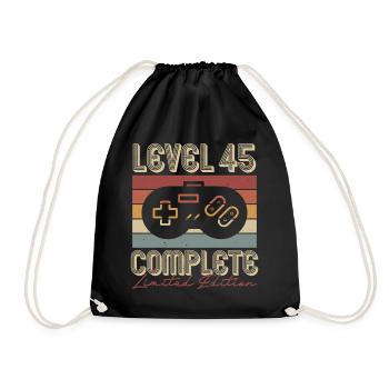 45 Birthday 45 Years Retro Gift - Drawstring Bag - black - Front