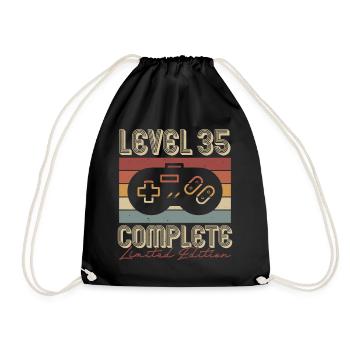 35 Geburtstag 35 Jahre Retro Geschenk - Turnbeutel - Schwarz - Vorne
