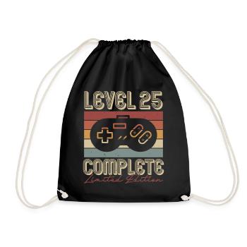 25 Birthday 25 Years Retro Gift - Drawstring Bag - black - Front