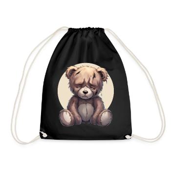 Sad Teddy Bear - Drawstring Bag - black - Front