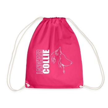 Langhaar Collie Profil Hunde Hund Wilsigns - Turnbeutel - Fuchsia - Vorne