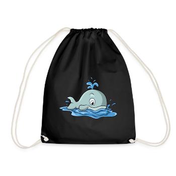 La douce baleine nage dans la mer - Sac de sport léger - noir - Devant