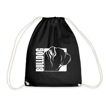 Bulldog Profile Dogs Dog Wilsigns - Drawstring Bag - black - Front
