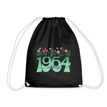 Motif Fleurs 1964 Fête Anniversaire Femme 60 Ans - Sac de sport léger - noir - Devant