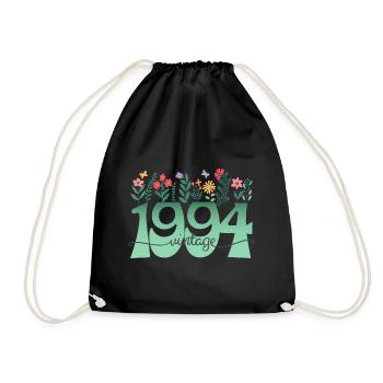 Motiv Blumen 1994 Geburtstagsfeier Frau 30 Jahre - Turnbeutel - Schwarz - Vorne