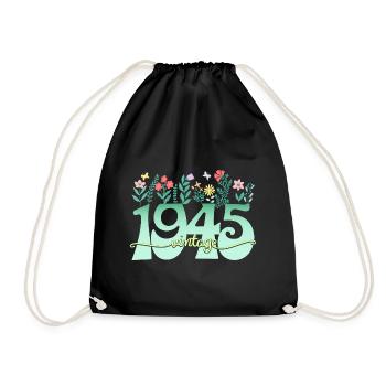 Motif Fleurs 1945 Fête Anniversaire Femme 80 Ans - Sac de sport léger - noir - Devant