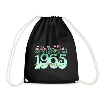 Motif Fleurs 1965 Fête Anniversaire Femme 60 Ans - Sac de sport léger - noir - Devant