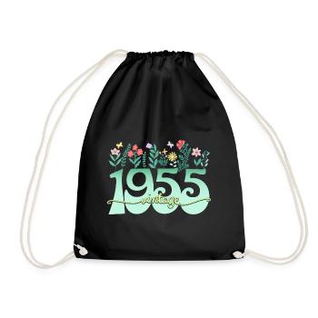 Blumenmuster 1955 Geburtstagsfeier Frau 70 Jahre - Turnbeutel - Schwarz - Vorne