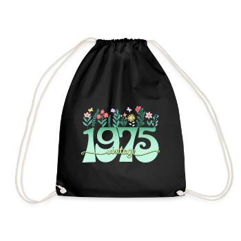 Motif Fleurs 1975 Fête Anniversaire Femme 50 Ans - Sac de sport léger - noir - Devant