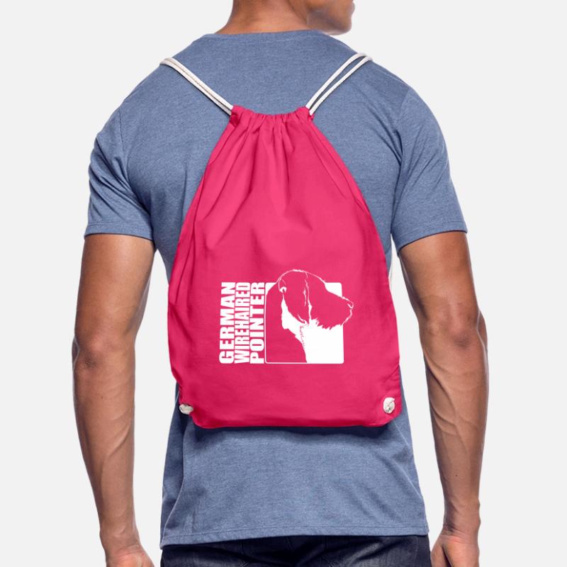 German Wirehaired Pointer Profile Jagdhund Wilsigns Drawstring Bag