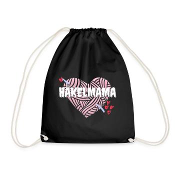 Häkelmama! Häkeln Mutter rosa Herz rot pink Mama - Turnbeutel - Schwarz - Vorne