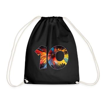 NUMMER 10 JAHRE 10. GEBURTSTAG - Turnbeutel - Schwarz - Vorne