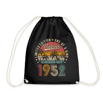 Millésime 1952 Vintage Rétro Anniversaire Cadeau - Sac de sport léger - noir - Devant