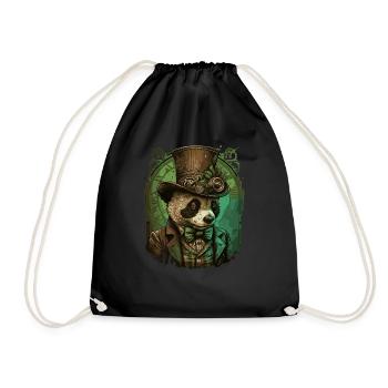 Steampunk Panda Bear - Drawstring Bag - black - Front