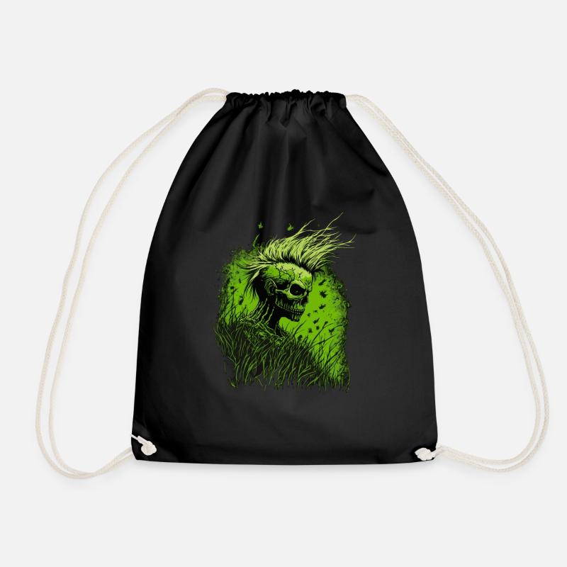 Horror Punk Zombie Mohawk - Drawstring Bag - black