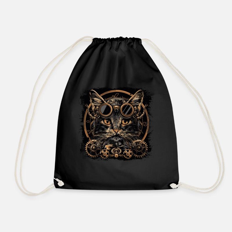 Steampunk Katze - Turnbeutel - Schwarz
