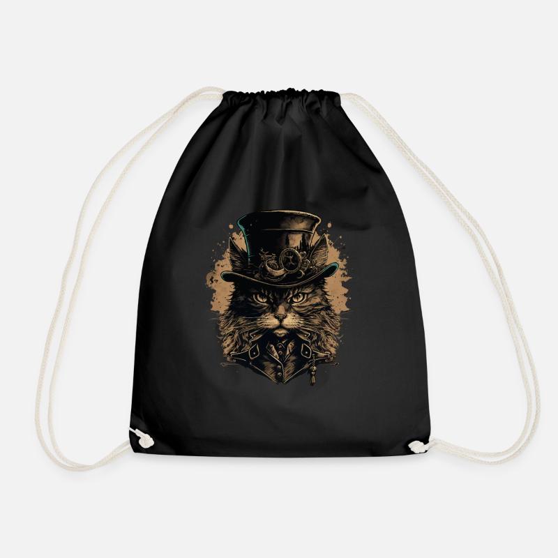 Steampunk Katze - Turnbeutel - Schwarz