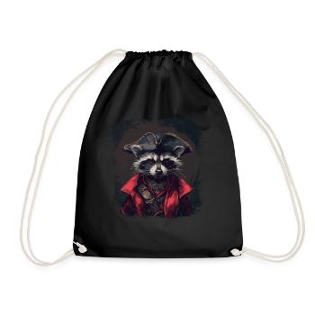 Waschbär Pirat - Turnbeutel - Schwarz - Vorne