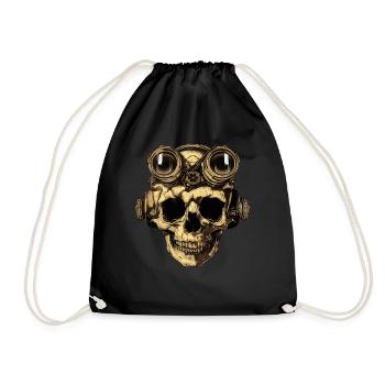 Dieselpunk Zombie Totenkopf - Turnbeutel - Schwarz - Vorne