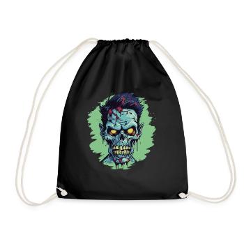 Horror Punk Zombie Skull - Drawstring Bag - black - Front