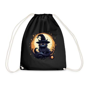 Chat noir avec chapeau de sorcière - Sac de sport léger - noir - Devant
