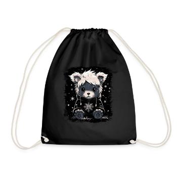 Cute Emo Teddy Bear - Drawstring Bag - black - Front