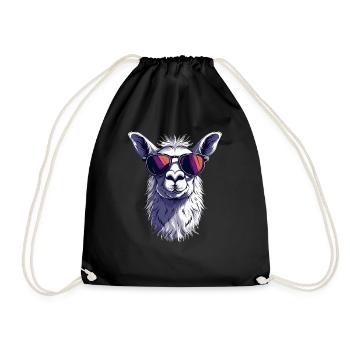 Funny Llama Alpaca - Drawstring Bag - black - Front