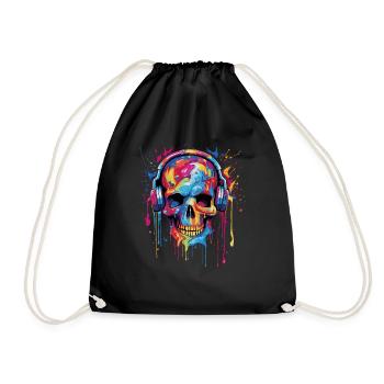 Le crâne de zombie aime la musique - Sac de sport léger - noir - Devant