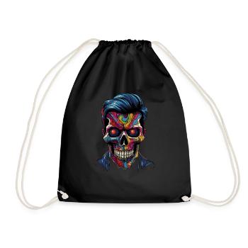 Bunter Popart Schädel - Turnbeutel - Schwarz - Vorne