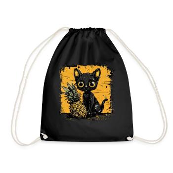 Ananas et chat - Sac de sport léger - noir - Devant