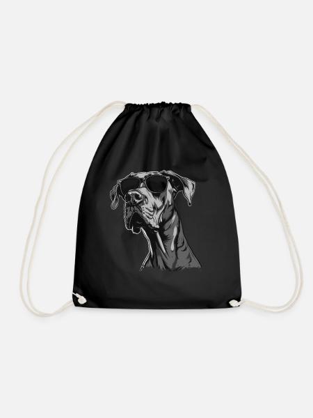 Deutsche Dogge mit Sonnenbrille - Turnbeutel - Schwarz