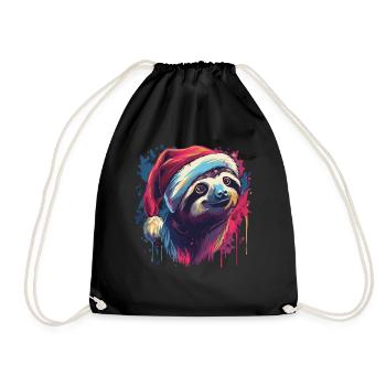 Sloth celebrates Christmas - Drawstring Bag - black - Front
