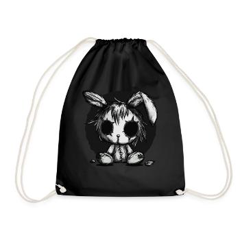 Cute Creepy Rabbit - Drawstring Bag - black - Front