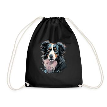 Border Collie Chien - Sac de sport léger - noir - Devant
