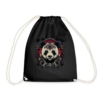 Pandabär - Turnbeutel - Schwarz - Vorne