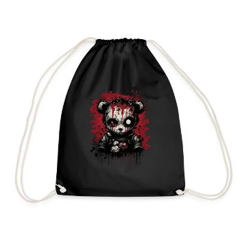 Cute Creepy Teddy Bear - Drawstring Bag - black - Front