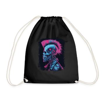 Horror Punk Zombie cyborg - Drawstring Bag - black - Front