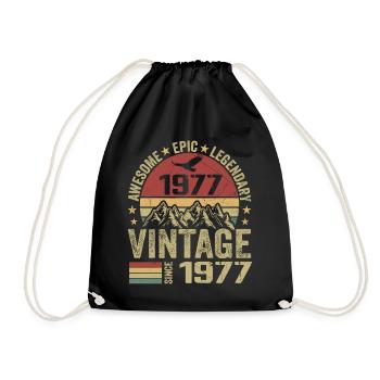 Vintage 1977 Cadeau Anniversaire 1977 - Né en 1977 - Sac de sport léger - noir - Devant