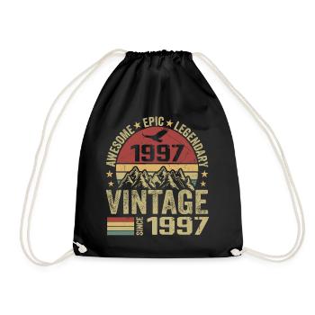 Vintage 1997 Birthday Gift 1997 - Born in 1997 - Drawstring Bag - black - Front